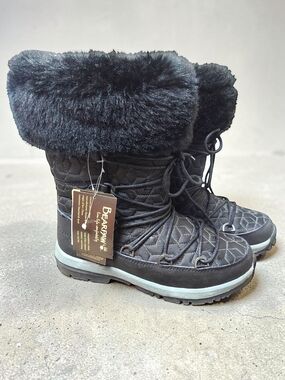 NWT Bearpaw Women’s Black Quilted Faux-Fur Winter Boots, 8